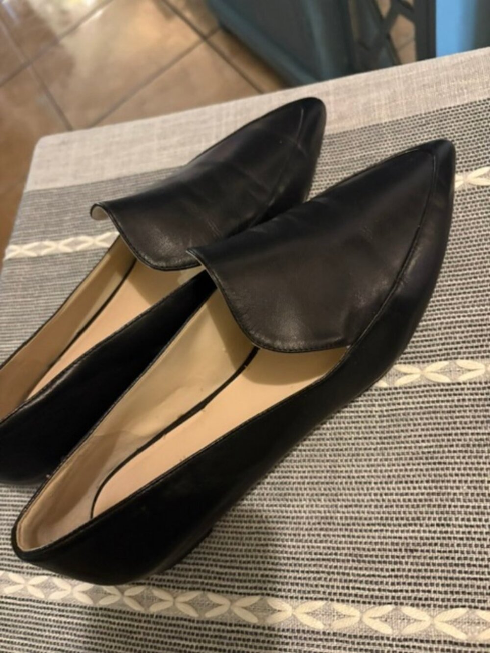 Cole Haan Black Beatrice, Leather, Pointed Toe Loafers.